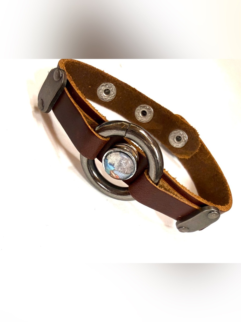Mini snap leather bracelet cuff Handmade 12mm snap SB12